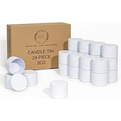 JULWHISPER Candle Tins 8oz with Lids 24 Pack Seamless Candle Tins for Candle Making Wholesale Empty Candle Jars - White