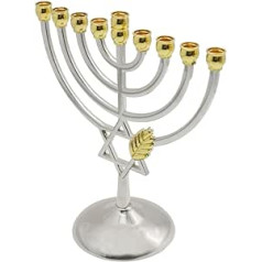 BESPORTBLE Hanukkah Menorah Hanukkah 9 zaru svečturis Ebreju svečturis Dekoratīvs svečturis Metāla svečturu galda dekors kāzu galda dekorēšanai