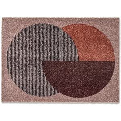 Schöner Wohnen Kollektion Manhattan Non-Slip Door Mats - Washable Carpet Runner - Durable Dirt Trapper Mats - (Semi-Circle Beige-Terracotta, 67 x 100 cm)