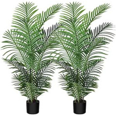 Fopamtri Artificial Majesty Palm Plant 4ft Artificial Majestic Palm Tree Artificial Ravenea Rivularis in Pot for Indoor Outdoor Home Office Store 2 Pack