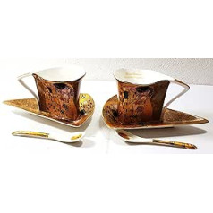 2 puodeliai 2 Porcelianiniai lėkštės – Gustav Klimt The Kiss Limited Edition