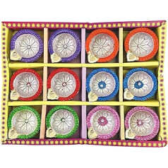 KSJONE Deepavali 12 pack ar rokām apgleznotas Diwali dāvanas Diwali māla Diya Designer Diyas ar Cotton Wicks eļļas lampu Indijas svētku mājas dekors Laxmi Puja Diyas