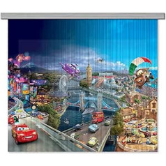 AG Design Disney Cars Poliestera Aizkari Automašīnas Bērnu istaba 180 x 160 cm Aizkari 2 gab. FCSXL 4326