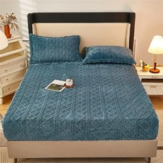 Lanqinglv Fleece plīša pieguļošs palags 90 x 200 cm Blue Cuddly Fluffy Cashmere Touch Ziemas silts gultas palags Piemērots palags Box Spring Bed Topper Matracis līdz 25-30 cm