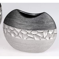 Formano Vase Flat 21 x 17 cm Silver / Grey Ceramic