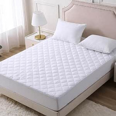 SM Decor Quilted Mattress Protector Single 30cm Extra Deep Quilted Mattress Topper Anti Allergy Breathable Mattress Topper Single (90x190+30cm)