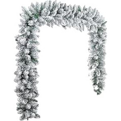 Topiky Artificial Green Garland with Snow, Frosted Forest Pine Garland 8.8 Feet, Snow Pine Garland, Christmas Decoration for Home, Fireplace, Holidays Winter