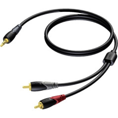 Kabelis 3,5 mm stereo male jack - 2x rca/cinch male 5 m - cla711/5