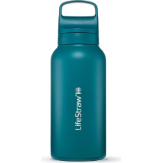 LifeStraw Go Series - Insulated Stainless Steel Water Bottle with Water Filter 1 Litre for Travel & Everyday - Removes Bacteria, Parasites, Microplastics + Improved Taste, Laguna Teal (Petrol)