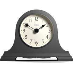 JONES CLOCKS® Speakeasy mantel pulkstenis - tradicionāls/klasisks dizains - guļamistabas pulkstenis - viesistabas pulkstenis - biroja pulkstenis - mantel pulkstenis - galda pulkstenis - plaukta pulkstenis - neliels pulkstenis (Blizzard Grey)