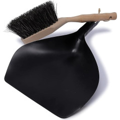 Waldkraft Premium Dustpan Set, ручная щетка, веганская щетина из аренги и ручка из древесины бука, совок из металла, черная эмаль