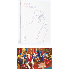 Big Hit Entertainment BTS Love Yourself Her 5th Mini Album [E Version] CD + Plakatas + Fotoknyga + Fotoknyga + Fotokortelė + Mini knyga + Lipdukų pakuotė + (Papildomos BTS 6 fotokortelės + 1 dvipusė fotokortelė + Logotipas)