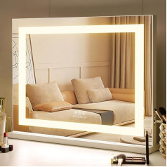 FENCHILIN Hollywood Mirror with Lighting USB Port with LED Light Makeup Mirror with Lighting Large Mirror with Lighting 3 Colour Temperature Makeup Mirror with Light for Dressing Table White