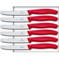 Victorinox 6 gabalu virtuves nažu komplekts (11 cm, īpaši asas zobainās šķautnes, galda nazis, ergonomisks rokturis, mazgājams trauku mazgājamā mašīnā), 14cm