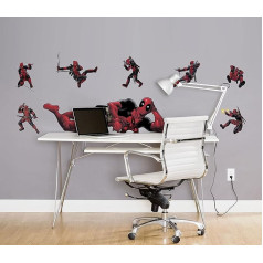 Komar Marvel Wall Sticker Deadpool Posing - 100 x 70 cm (Width x Height) - 8 Pieces - Декоративные наклейки, наклейки на стену, наклейки на стену, декор стен, детская комната - 14741