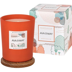 AVA & MAY Marakešas aromātiskā svece (180g) - Vegānu burciņas svece ar sandalkoka, mandeļu un kanēļa aromātu - ar rokām darināta svece ar piedzīvojumu sajūtu