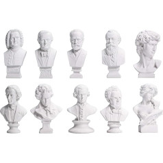 zamonji Pack of 10 Mini Classic Composer Musicians Resin Bust Statues Sculpture Dollhouse Accessories Desk Decoration