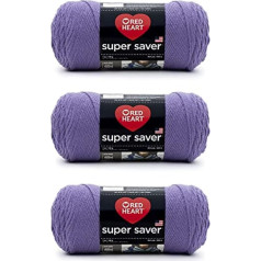 Red Heart Super Saver Lavender dzija - 3 iepakojumi pa 198g - Akrils - 4 vidēji (Worsted) - 360 metri - Adīšana / tamborēšana