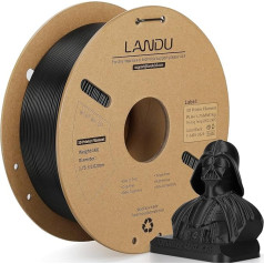 LANDU PLA+ 3D printera pavediens 1,75 mm 1 kg PLA Plus 3D drukāšanas materiālu 3D drukāšanas materiālu izturība, uzlabota izmēru precizitāte +/-0,02 mm vairumam FDM 3D printeru, melns