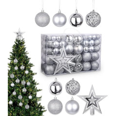 NEFLSI 101gab Ziemassvētku Baubles Ziemassvētku rotājumu komplekts 3 cm / 4 cm / 6 cm, Ziemassvētku eglīšu rotājumi, Ziemassvētku eglīšu baubles ar eglītes rotājumu, Ziemassvētku eglīšu rotājumi (matēts,