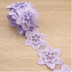 Organza ziedu robežu mežģīnes apdares apdares Vintage apdares izšūti Applique šūšanas amatniecības kāzu kleitu izrotāšana DIY kleitu apdare kleitas mājas apdare (violeta)