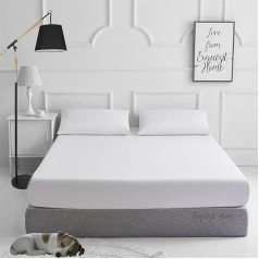 EXQUIZIT HOME Plain Fitted Sheet ar atbilstošiem 2 spilvendrānām Poly Cotton Percale Easy Care King Size Flat Sheet