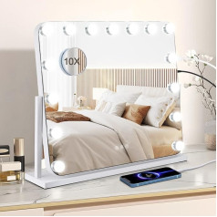 Sunowl Hollywood Mirror with Lighting 57 x 48 cm Косметическое зеркало с 15 светодиодными лампами 3 цветовых температуры Сенсорное управление Подходит для спаль