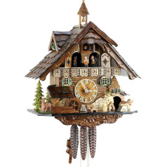 Oriģinālais melnā meža pulksteņa pulksteņrādis Original Black Forest Cuckoo Clock Real Wood Mechanical 1-Day Drive Music VDs Certificate Eble Black Forest House 40 cm 22304