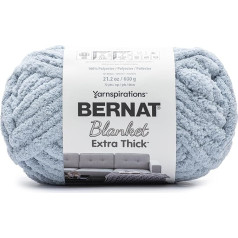 Bernat Blanket Extra Thick Mist Blue dzija 1 Pack 21oz 100% poliestera 7 Jumbo 72 Yards adīšanai, tamborēšanai, amatniecībai un Amigurumi Chunky Chenille dzija