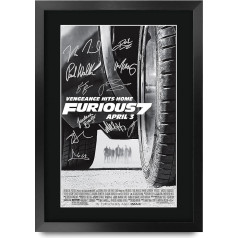 HWC Trading FR A3 FAST & FURIOUS 7 VIN DIESEL PAUL WALKER DWAYNE JOHNSON DĀVANAS DĀVANAS PRINTED AUTOGRAFIJA AUTOGRAFIJA A3 FRAMED