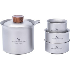 Boundless Voyage Titan Camping Tea Maker āra tējas pagatavošanas kauss Titāna kausu komplekts Divkāršs tējas kauss Viegls pārnēsājams trauks Ti3149D, Ti3145D+Ti3148D/UKK