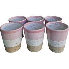 PintoCer - 6 x Ceramica de Gres ūdens glāzes, dzērieniem un sulām, ūdens glāzes, 250 ml, elegants dizains, lieliski piemērotas mājām, restorāniem un ballītēm, var mazgāt trauku mazgājamā mašīnā