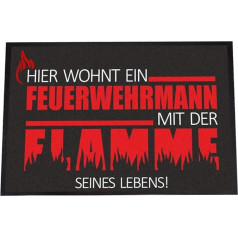 4you Design Fireman Doormat 50 x 75 cm - Durvju paklājs ar smieklīgu uzrakstu ugunsdzēsējiem - Ziemassvētku dāvanu ideja darba kolēģiem, draugiem - neslīdošs un mazgājams