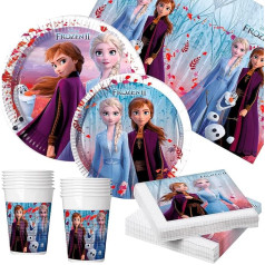 ColorBaby Frozen Happy Deluxe Party Tableware Set, 89 Pieces (16 Services)