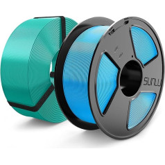 SUNLU Meta PLA filaments 1,75 mm, MasterSpool PLA Meta 3D printera filaments, videi draudzīgs, atkārtoti lietojams, ātra drukāšana, izmēru precizitāte +/- 0,02 mm, 1 kg spole, kopā 2 kg, zils + zaļš