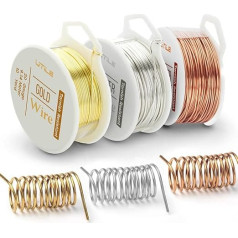 UTILE 20 Gauge Soft 99% Copper Wire, 20 metri, juvelierizstrādājumu, pērlīšu un amatniecības stieple, izturīga pret traipu, rotaslietu izgatavošanai, hobija izstrādājumu izgatavošanai, dekorācijām, ziedu dekoriem - daudzveidīgs iepakojums (3