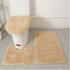 AYGCI Plain Bath Mat 3 vannas paklājiņu komplekts Mīksts absorbējošs neslīdošs vannas paklājs Mazgājami paklājiņi Tualetes vāka vāka vāku komplekts