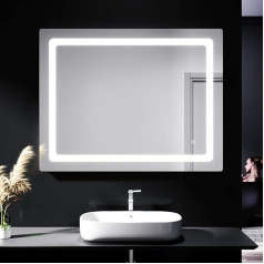 ELEGANT LED apgaismots vannas istabas spogulis 900x700mm ar skuvekļa kontaktligzdu Apsildāms mitrinātāja spilventiņš Uz sienas Montējams ar vienu sensoru IP44 Smart Modern Vanity Vannas istabas spogulis