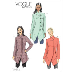 Vogue Patterns 9212 E5 Sieviešu jaka, auduma, daudzkrāsaina, izmēri 14-22