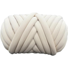 MagiDeal Chunky dzija Jumbo cauruļveida dzija Arm Knit dzija Mazgājama mīksta 500 g bieza Chunky dzija Tube Giant dzija grozi paklāju izgatavošanai Throw, bēšs