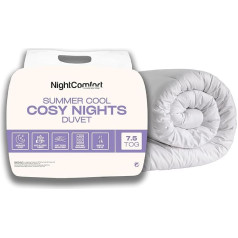 Nakts komforts Cosy Nights Anti Allergy vienvietīga sega 7,5 Tog, elpojoša, augstākās kvalitātes mikrošķiedras pārvalks ar vieglu hipoalerģisku dobās šķiedras pildījumu, 200 x 135 cm, balta krāsā