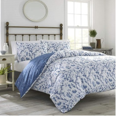 Laura Ashley Home Elise Segas pārklājs, divvietīgs/augstvērtīgs, vidēji zils