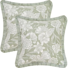 GLORY SEASON Ruffle Trim Throw spilvenu gadījumā Vintage mīksts dekoratīvs luksusa kvadrātveida mest spilvenu gadījumā dīvāns dīvāns guļamistaba lauku māja gaiši zaļš Pack of 2