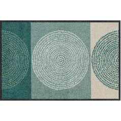 Salonloewe Nestor Sage-Beige Durvju paklājs Mazgājams 050 x 075 cm Durvju paklājs Ieejas paklājs Dirt Trapper Mat Green Circles