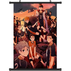 KARMA-X Liels 60 x 90 cm Haikyuu! Kakemono Scroll Picture Anime Manga Auduma plakāts Sienas plakāts Sienas dekorēšana Dāvanu motīvs: Karasuno