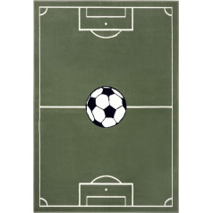 Hanse Home Adventures Bērnu futbola paklājs ar īsu pīlingu Zēni Meitenes Rotaļu paklājs Modern Pitch Football Bērnu paklājs bērnu istabai, rotaļu istabai - 120 x 170 cm, zaļš