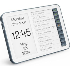 Relish - demences pulkstenis ar ikdienas uzdevumu organizatoru, digitālais kalendāra pulkstenis ar dienu, datumu un laiku, liels caurspīdīgs displejs, ikdienas uzdevumu saraksts