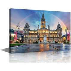 Glasgow City Canvas Wall Art Picture Wall Decor Glasgow City Chambers Pictures for Living Room 1 gab George Square Scotland Artwork Home Decorations Plakāti Prints Framed Gatavs lietošanai