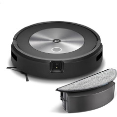 iRobot Roomba Combo J5 (j517860) - robotizēts putekļsūcējs, 2-in-1, WiFi savienojums, gumijas slotiņa dažādām virsmām, mazgāšanas funkcija, kartogrāfija, uzglabāšana, piemērots - nosaka un izvairās no putekļu sūcējiem.