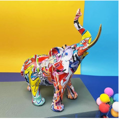 ZHPTO Elephant Statue Modern Elephant Sculpture Home Decoration Creative Colorful Resin Art Animal Sculpture Elephant Gifts, Graffiti L